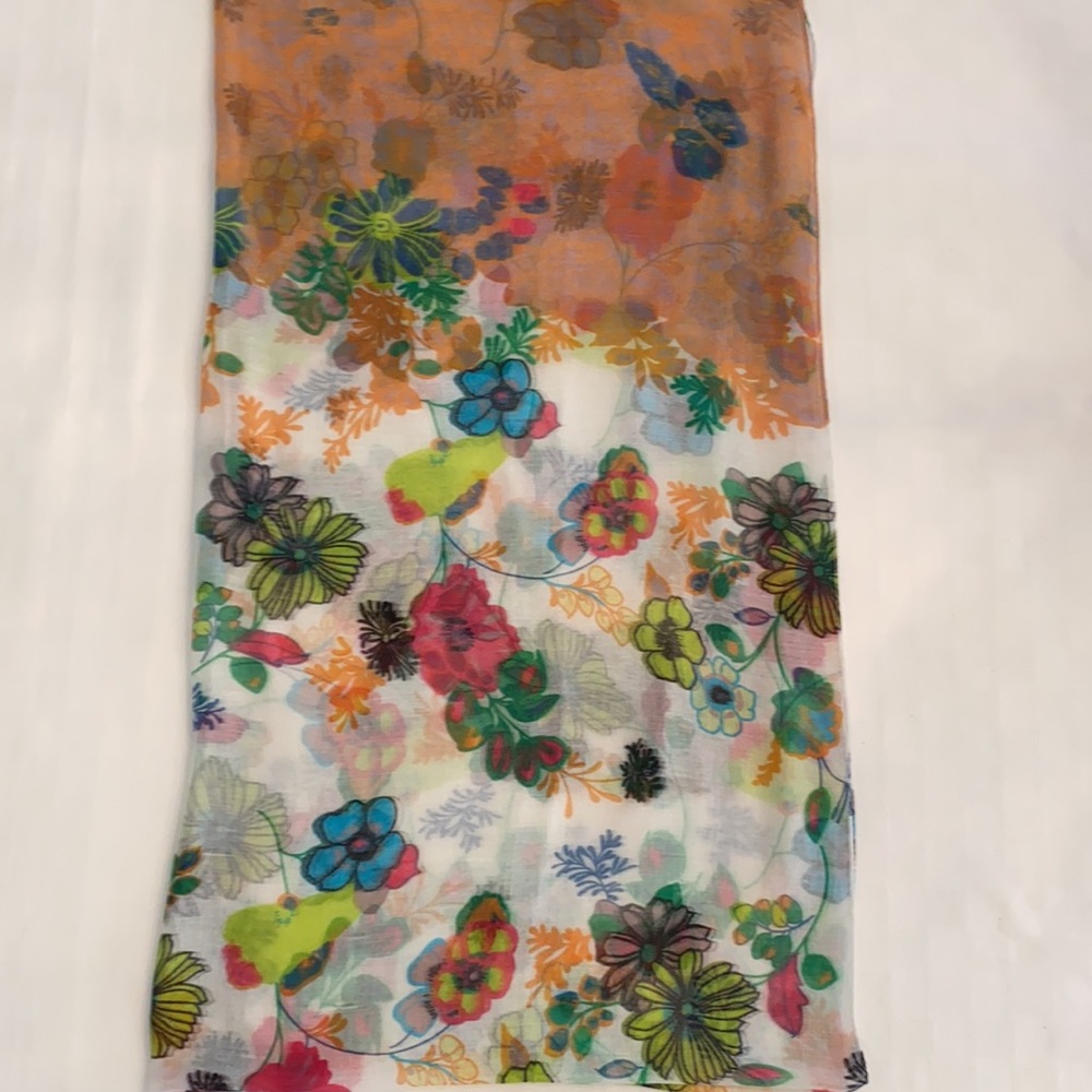 Lightweight Rectangular Floral Bright Orange Pink… - image 3